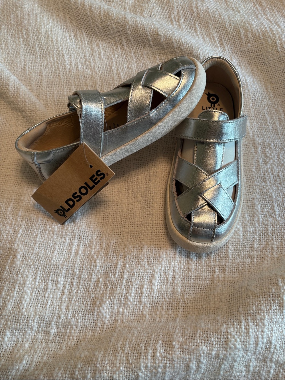 NWT Old Soles Silver Metallic Kids Sandals - Hook & Loop Strap